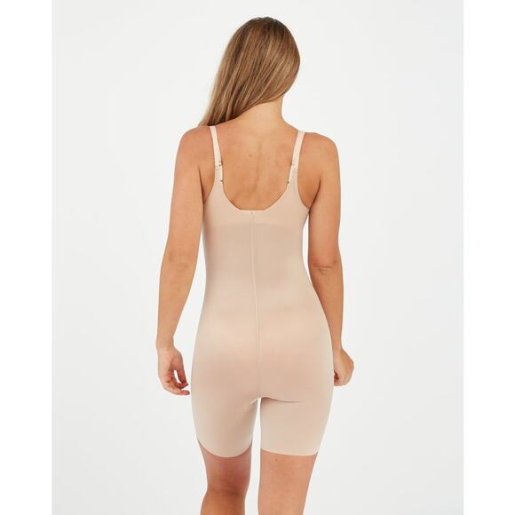 Spanx Thinstincts Open Bust Mid Thigh Shaper Nude Beige Large - Picture 2 of 9